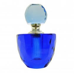 Blue Cut Glass Perfume Bottle - Screw on Stopper