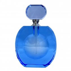 Blue Cut Glass Perfume Bottle 25ml - Screw on Stopper