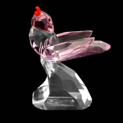 Cut Glass Pink Singing Bird