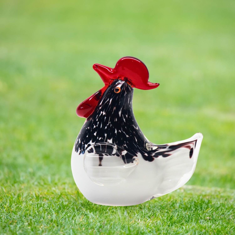 Glass Hen With Red Comb