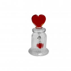 Glass Bell With Heart Shape Handle - Red