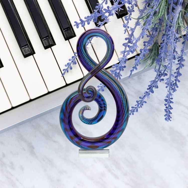 Zibo Handblown Art Glass -  Musical Note  Abstract