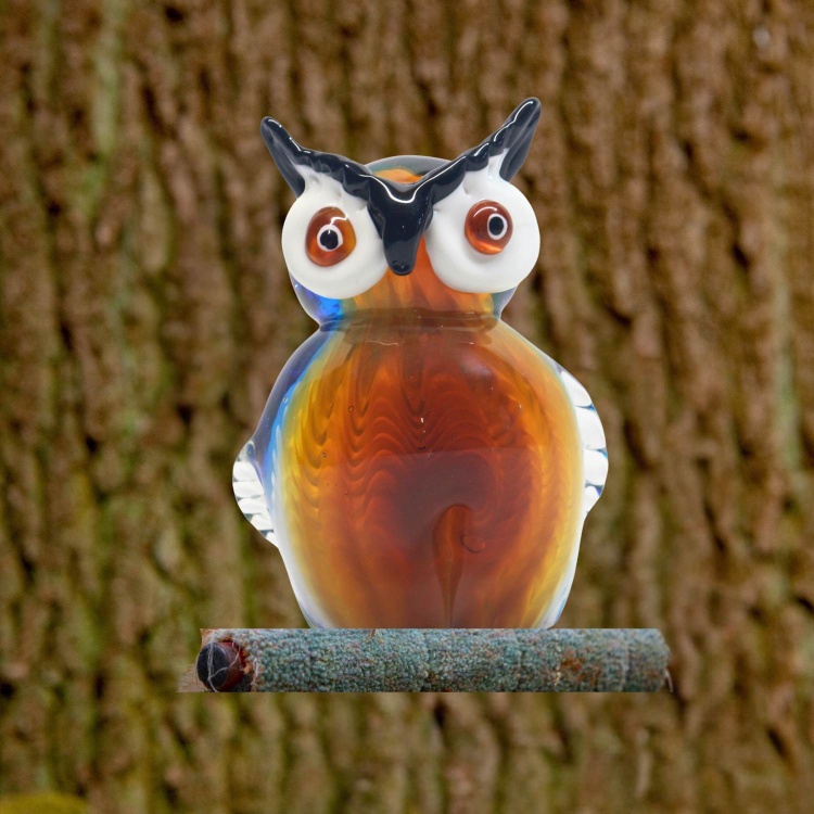 Zibo Handblown Art Glass - Coloured Glass Owl