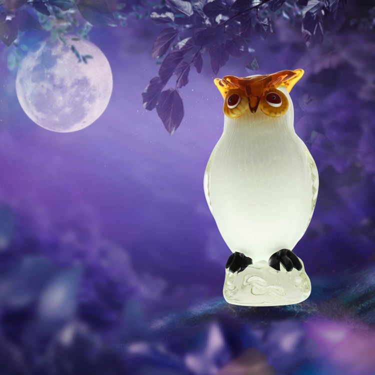 Zibo Handblown Art Glass - Snowy Owl