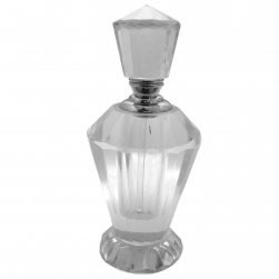 Clear Cut Glass Perfume Bottle with Screw On Top