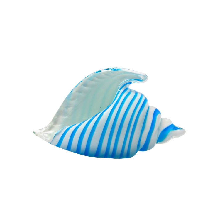 White and Blue Glass Seashell