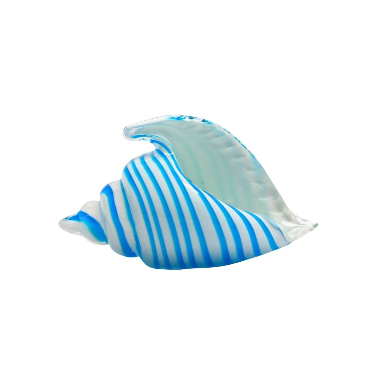 White and Blue Glass Seashell