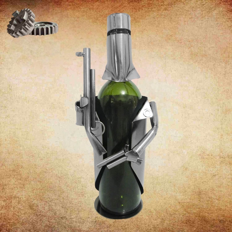 Handmade Nuts and Bolts Ned Kelly Dual Guns Wine Bottle Holder