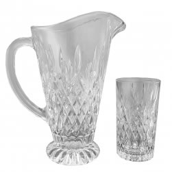 Crystal Cut Water Pitcher and Highball Set Of 6
