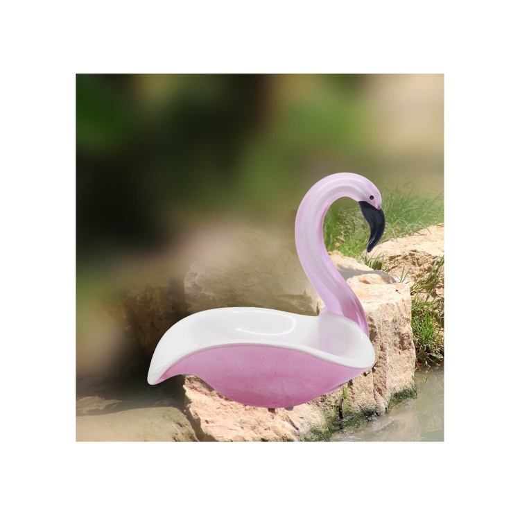 Zibo Handblown Art Glass - Pink Flamingo Bowl