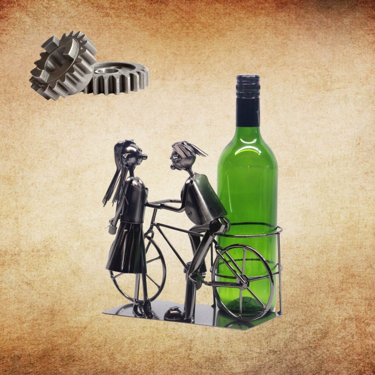 Nuts and Bolts Made by Hand Couple with Bicycle Wine Bottle Holder