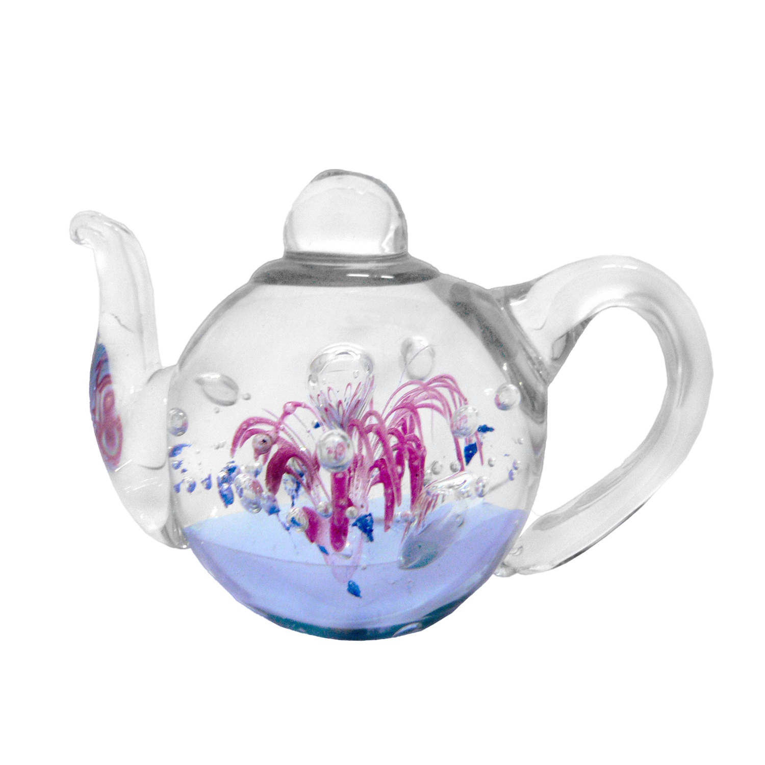 TEAPOT LILAC EXPLOSION, KENJASPER, TEAPOTS, GLASS PAPER WEIGHTS