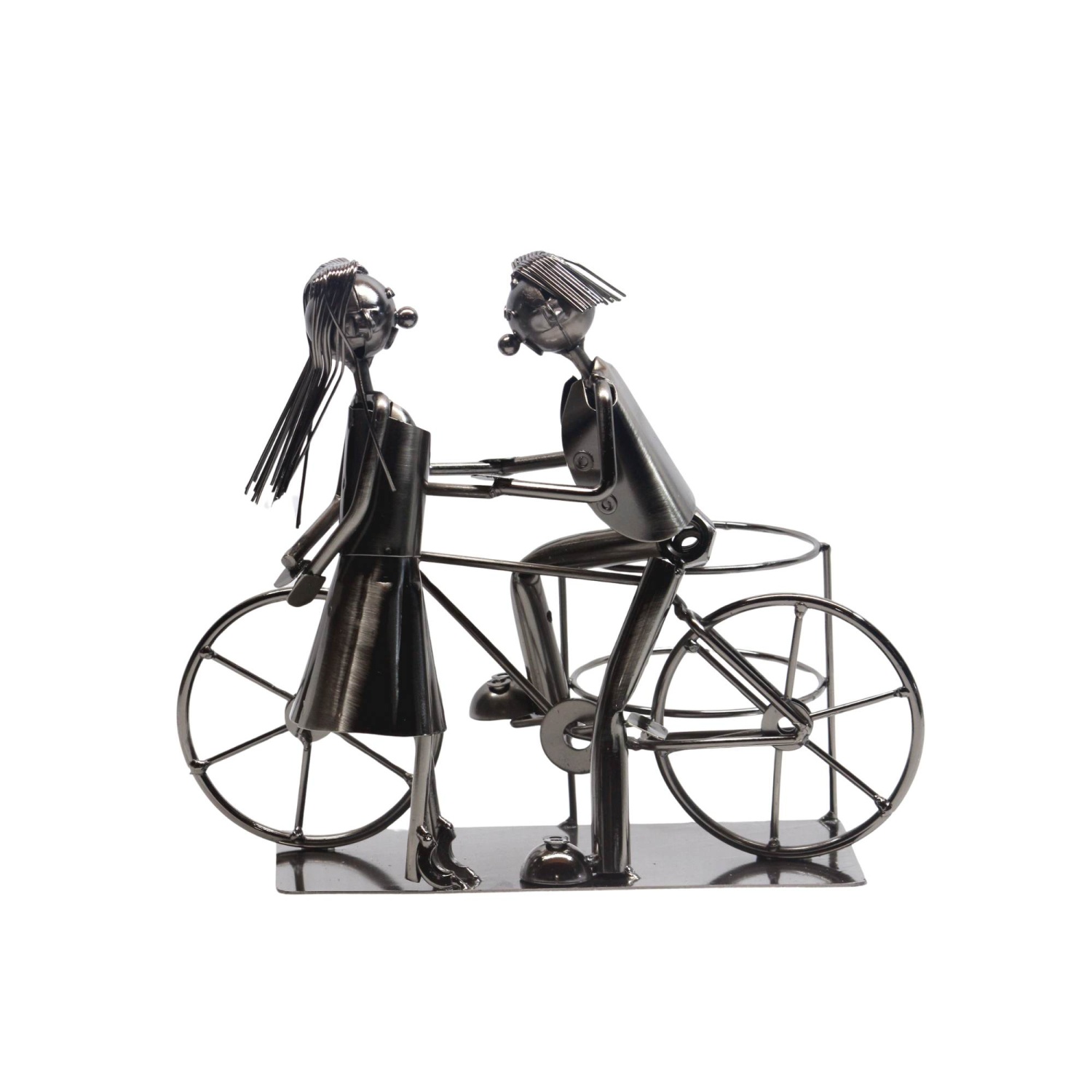 HANDMADE NUTS AND BOLTS BIKE CHAT ROMANCE SINGLE WINE BOTTLE HOLDER