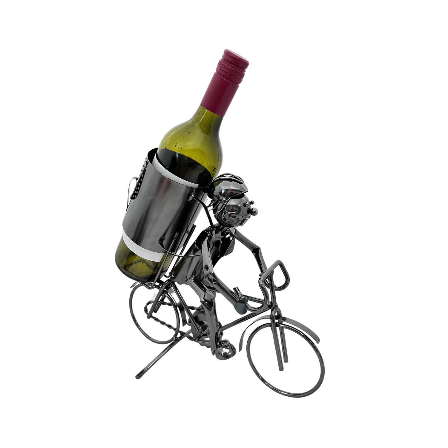 HANDMADE NUTS AND BOLTS BICYCLE SINGLE WINE BOTTLE HOLDER KENJASPER