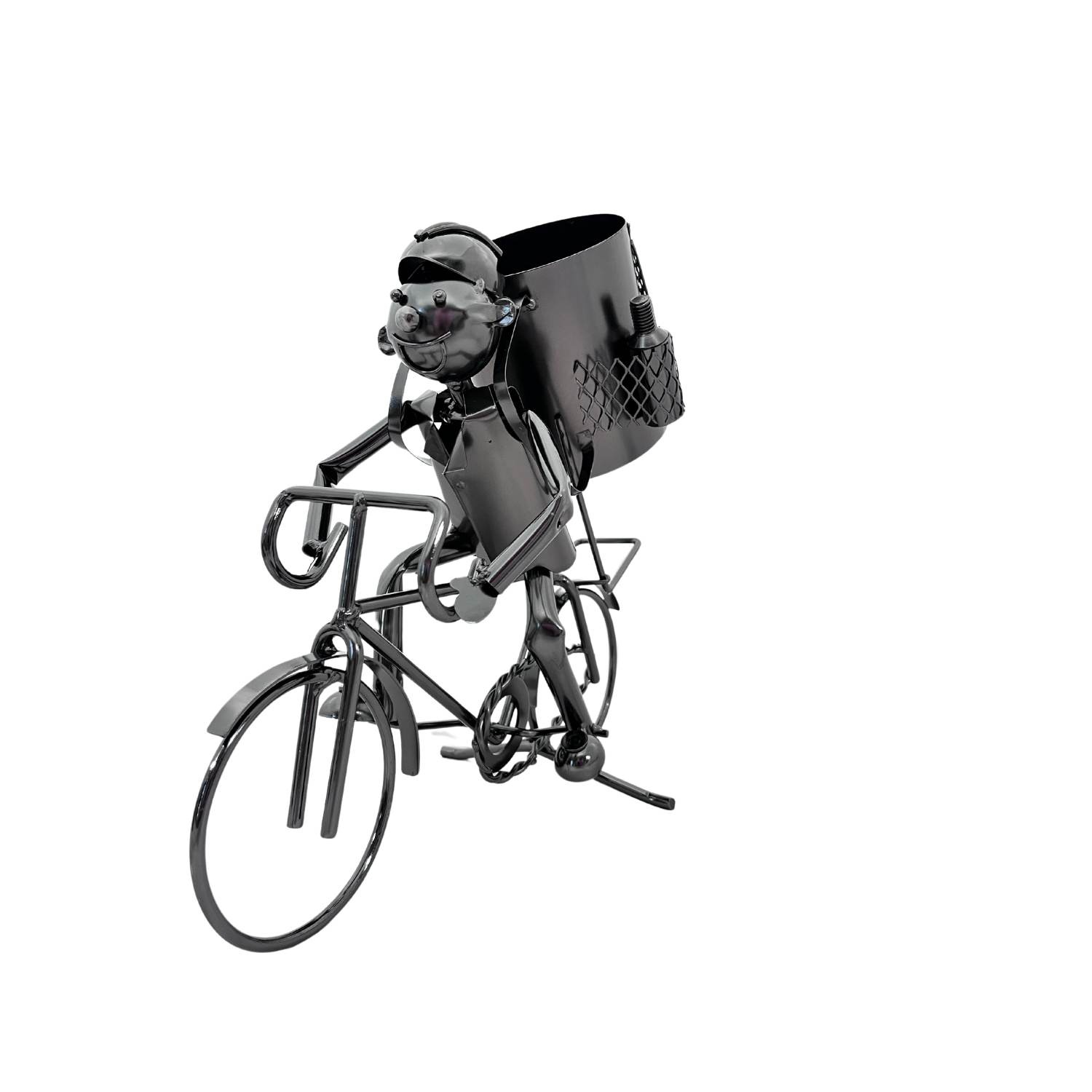 HANDMADE NUTS AND BOLTS BICYCLE SINGLE WINE BOTTLE HOLDER KENJASPER