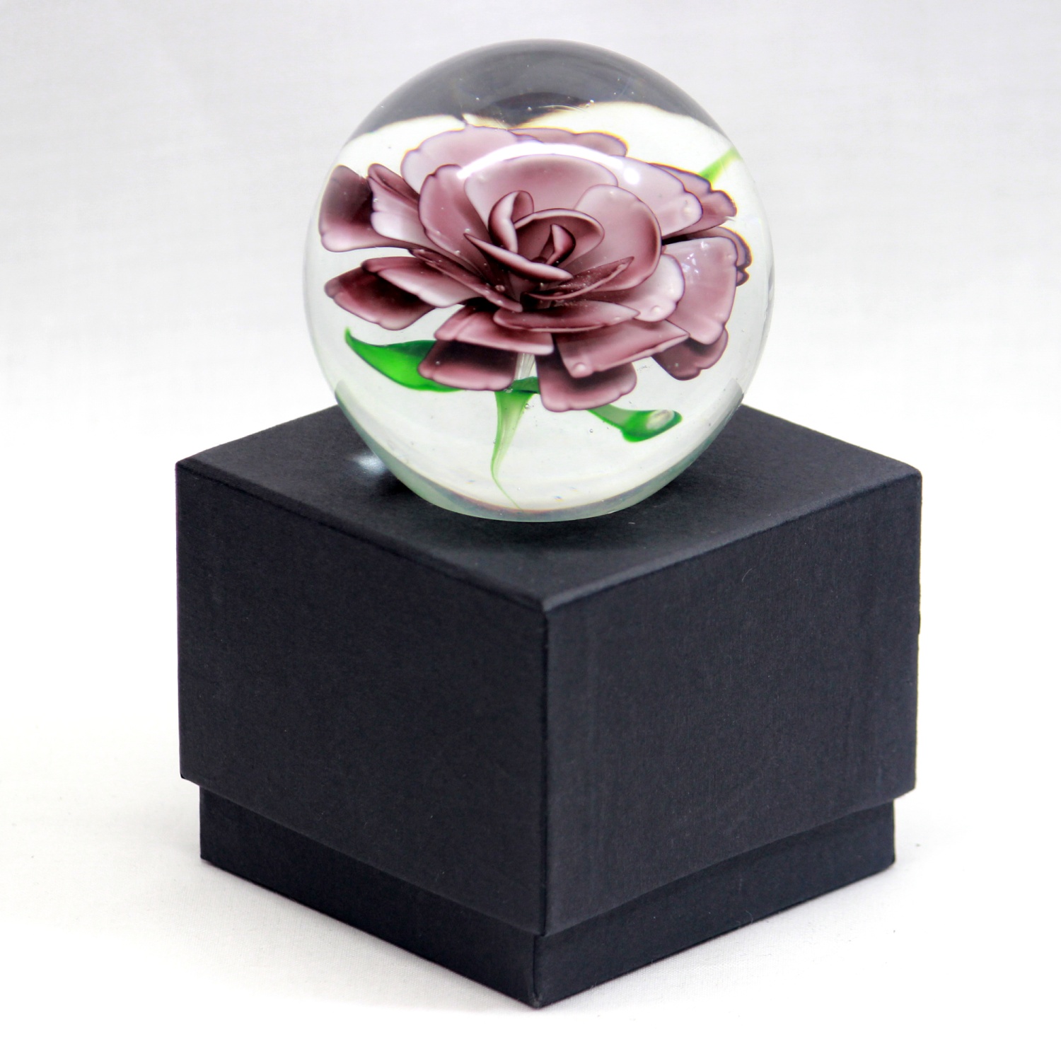 HANDBLOWN ZIBO GLASS PAPERWEIGHT ROSE LILAC ZIBO GLASS, GLASS PAPER