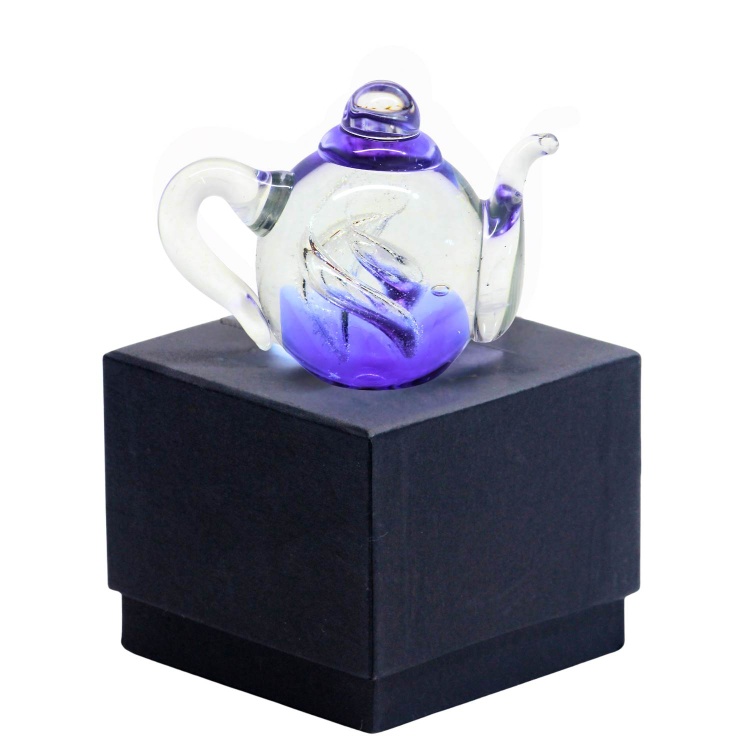 Zibo Handblown Art Glass Teapot Turquoise Ballerina