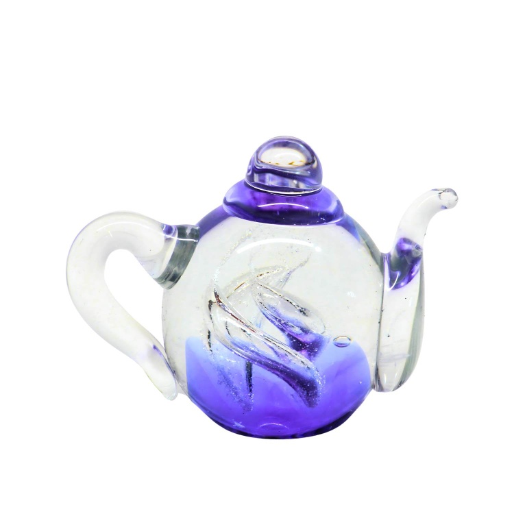Zibo Handblown Art Glass Teapot Turquoise Ballerina
