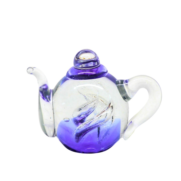 Zibo Handblown Art Glass Teapot Turquoise Ballerina
