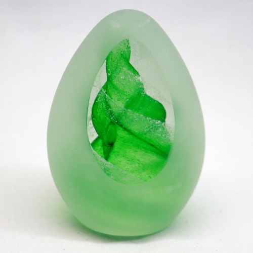 Paperweight Frosted Green Egg Shape