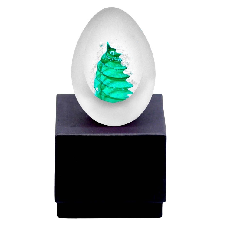Paperweight Frosted Green Egg Shape