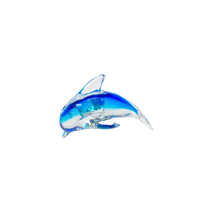 Handblown Zibo Glass Dolphin - Blue