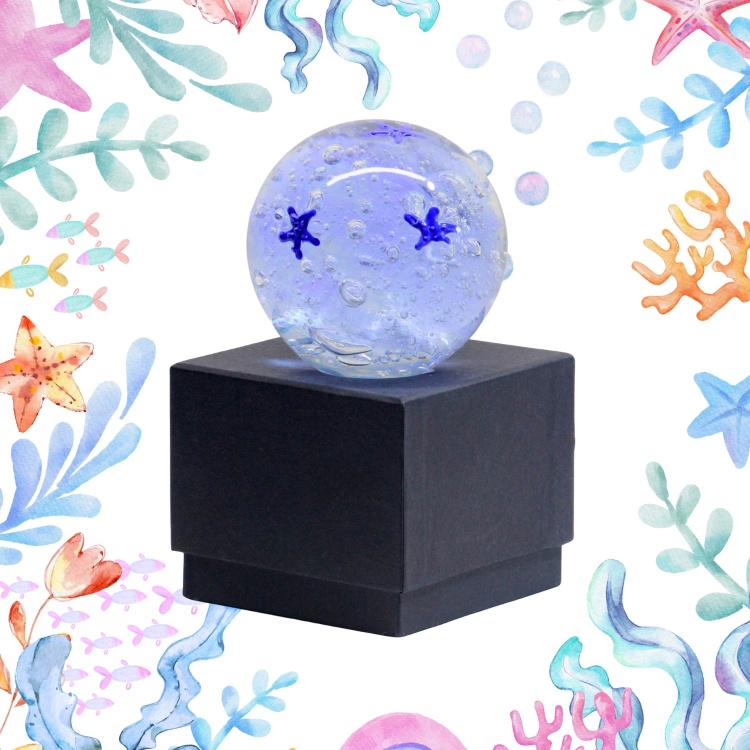 Handblown Zibo Glass Paperweight -  Starfish