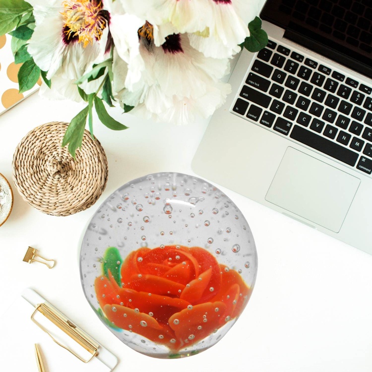 Paperweight Snowing Rose - Orange