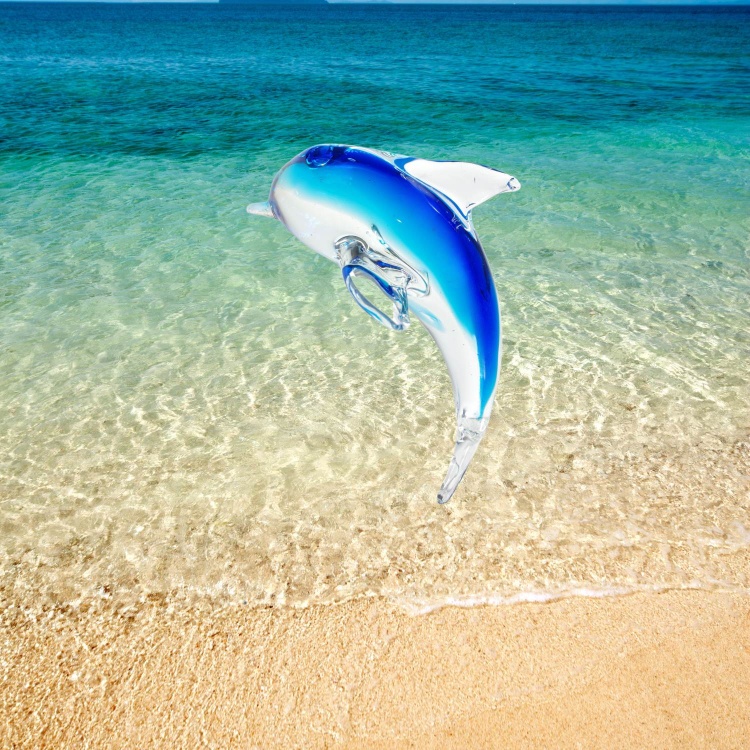 Zibo Handblown Art Glass - Blue Dolphin