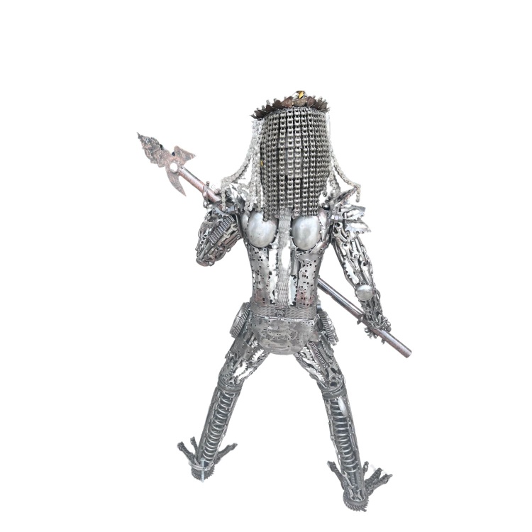Metal Alien Predator Statue with Spear 130cm Tall