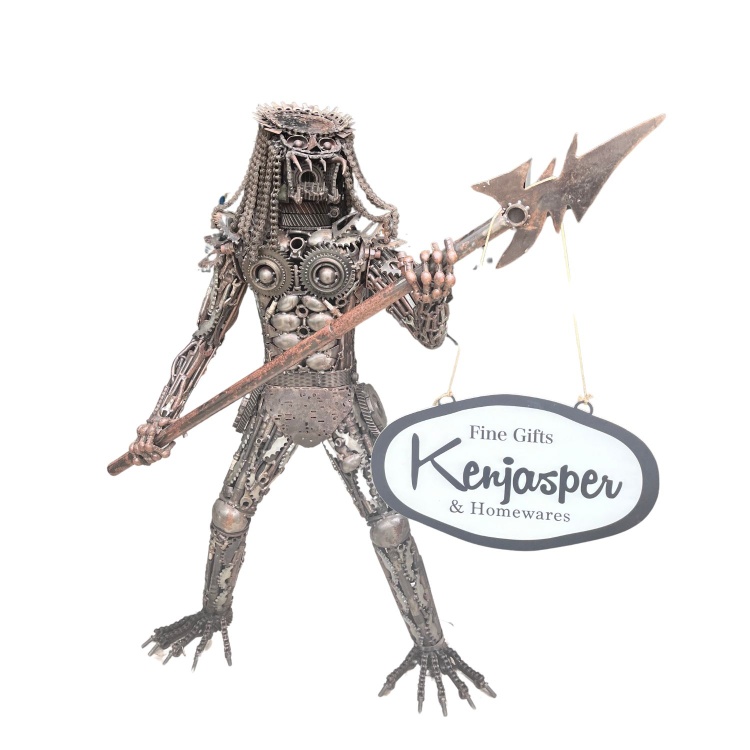 Metal Alien Predator Statue with Spear 130cm Tall