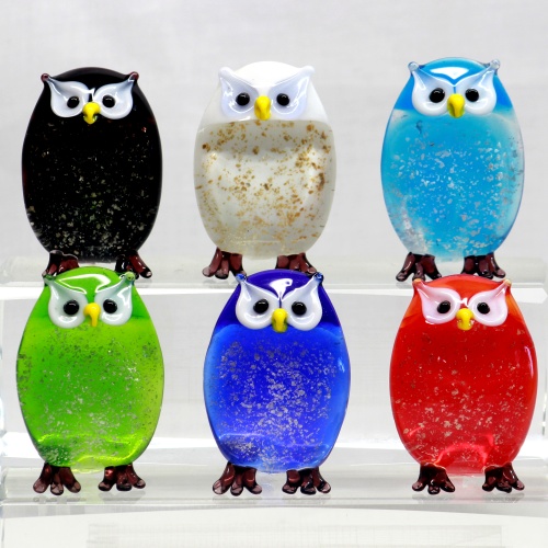 GF123A Zibo Handmade Glass Owls - 12 pieces Per Box