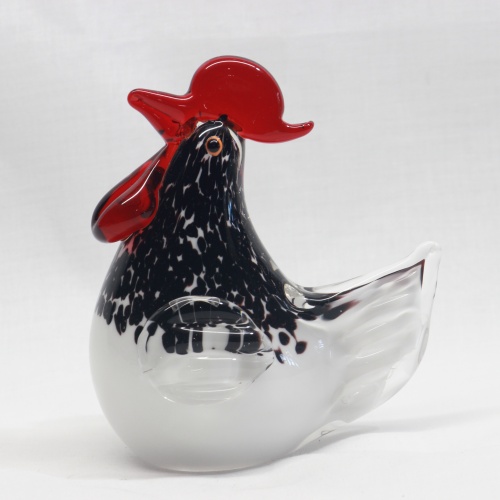 Glass Hen With Red Comb