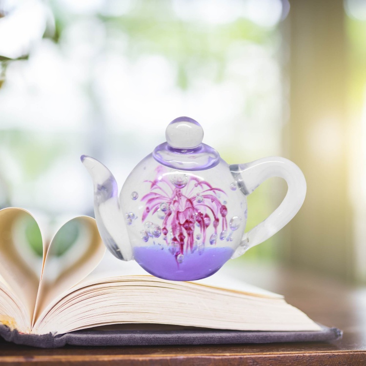 Handblown Zibo Glass Teapot - Ring Holder - Gift Boxed