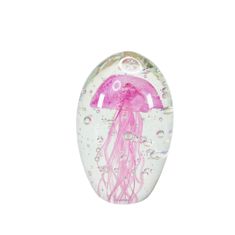 Zibo Handblown Art Glass - Pink Jellyfish Paperweight