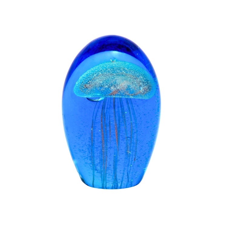 PWS1023 Paperweight - Egg Shape Jellyfish with Gold lines