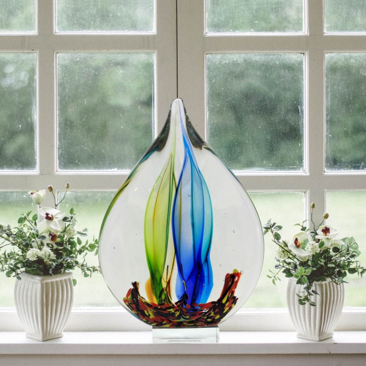 Zibo Handblown Art Glass - Teardrop Statue on Stand