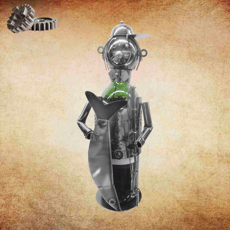 Handmade Nuts and Bolts Fisherman Wine Bottle Holder