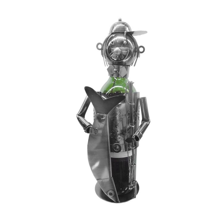 Handmade Nuts and Bolts Fisherman Wine Bottle Holder