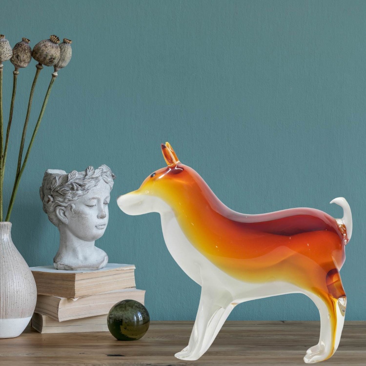 Zibo Handblown Art Glass  - Brown Glass Dog