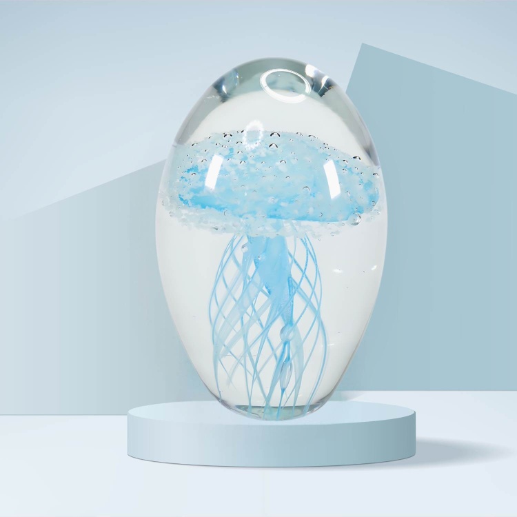 Zibo Handblown Art Glass - Glow in Dark Blue Jellyfish