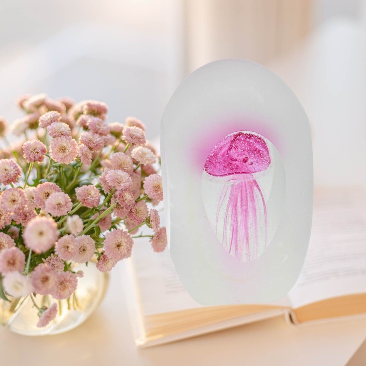 Zibo Handblown Frosted Jellyfish Pink Paperweight