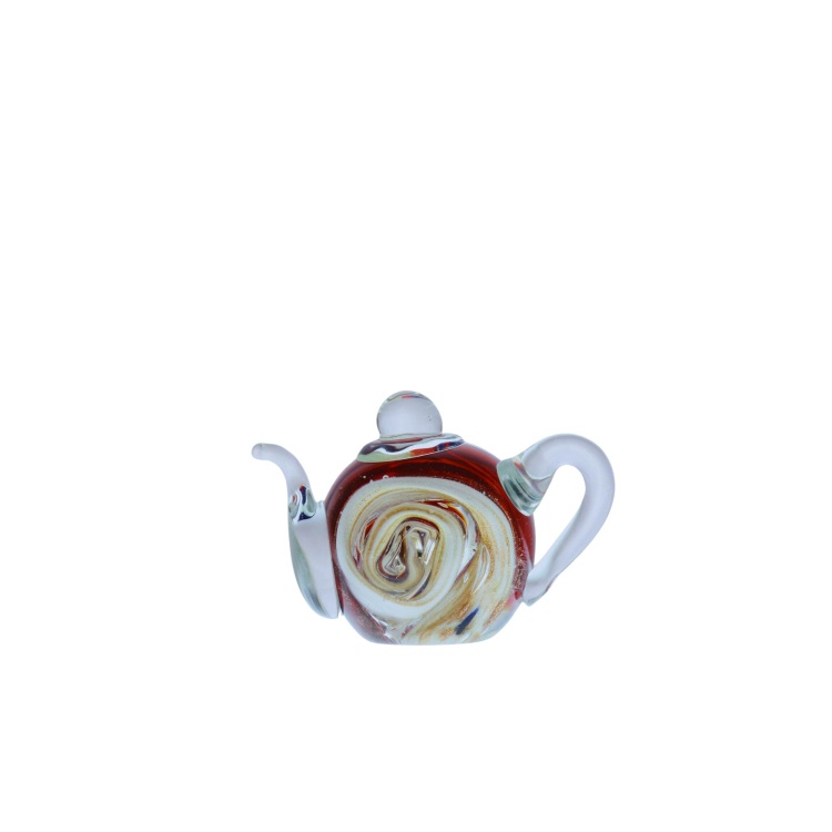 Handblown Zibo Glass Teapot Mystic Swirl Gift Boxed