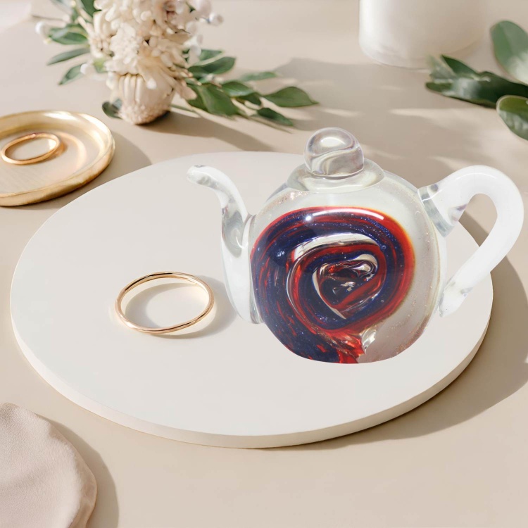 Handblown Glass Teapot Mystic Swirl Gift Boxed