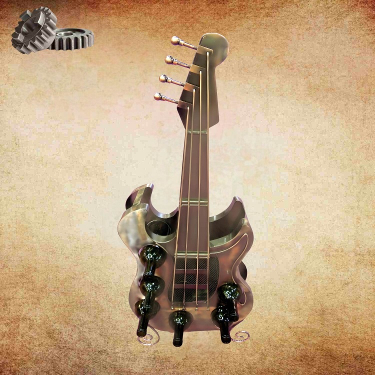 Nuts and Bolts Guitar Wine Rack - Handcrafted Holder for Six Bottles
