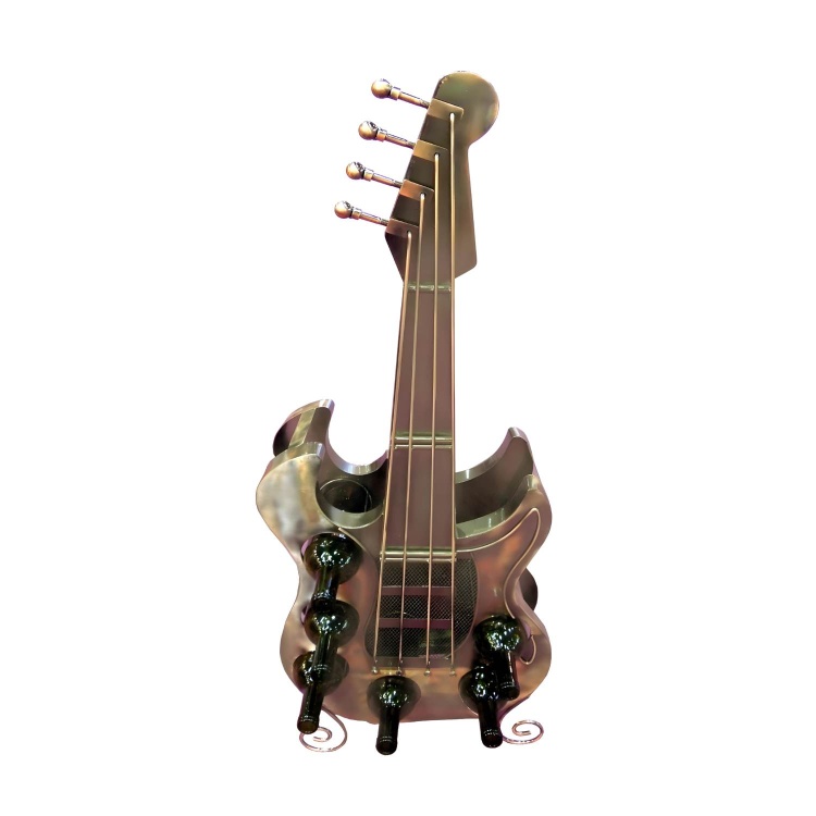 Nuts and Bolts Guitar Wine Rack - Handcrafted Holder for Six Bottles
