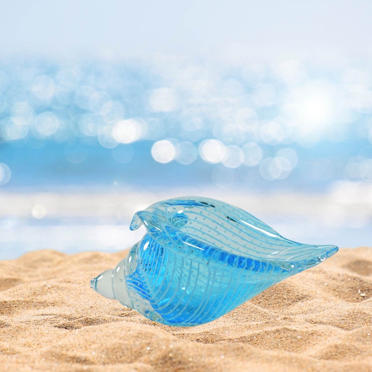 Zibo Handblown Art Glass - Baby Sky Blue Seashell