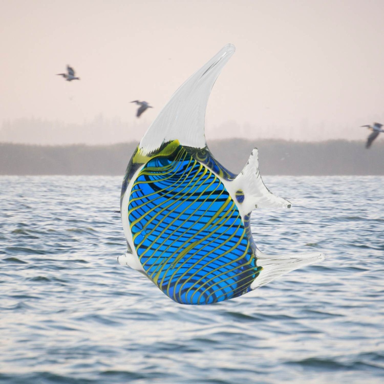 Zibo Handblown Art Glass - Yellow Striped Angel Fish