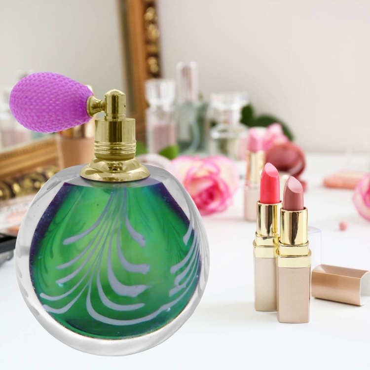 Zibo Handblown Art Glass Green 30ml Atomiser Perfume Bottle
