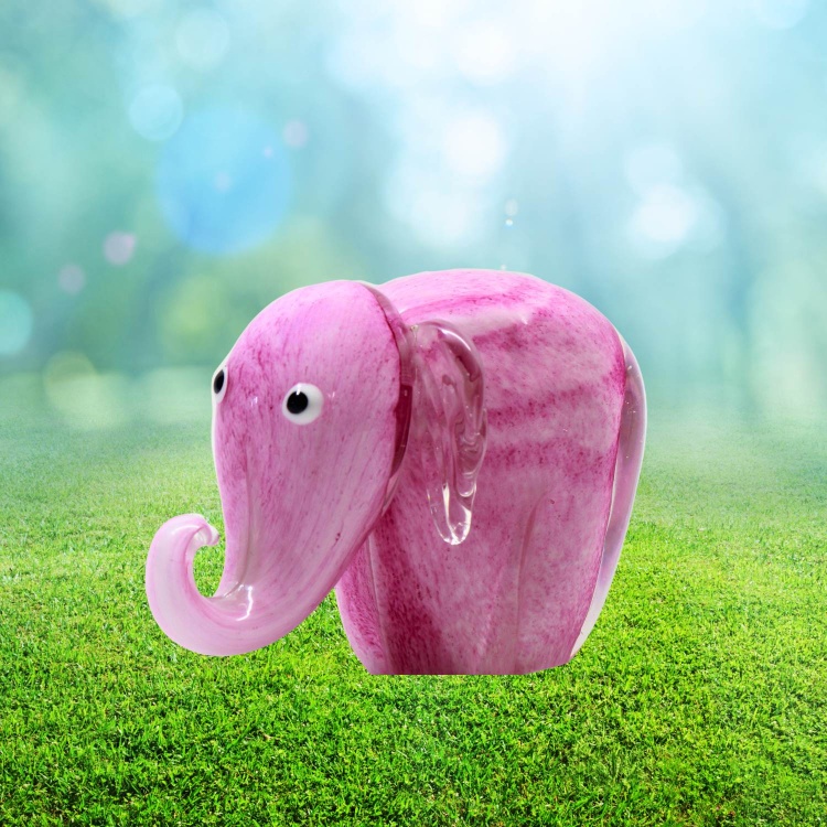 Zibo Handblown Art Glass - Pink Elephant